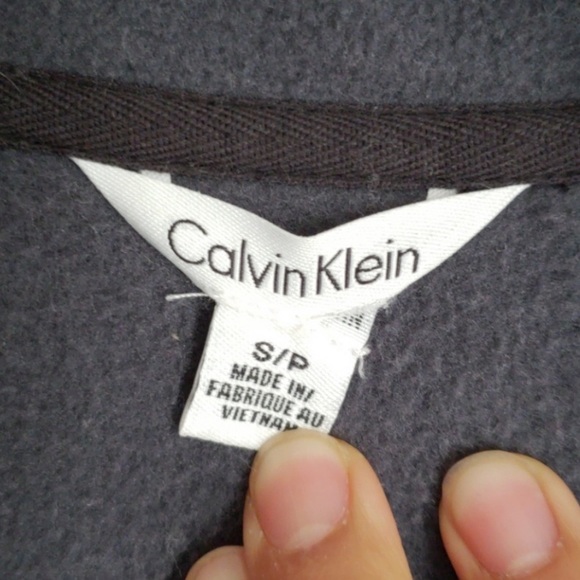 Calvin Klein gray & black two tone mixed media full zip colorblock fleece jacket - Picture 5 of 5